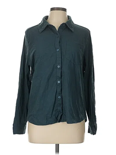 Pre-owned Pact Long Sleeve Button Down Shirt In Teal
