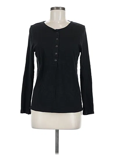 Pre-owned Pact Long Sleeve Henley Shirt In Black