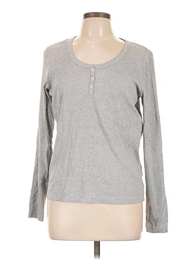 Pre-owned Pact Long Sleeve Henley Shirt In Gray