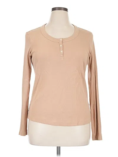 Pre-owned Pact Long Sleeve Henley Shirt In Tan