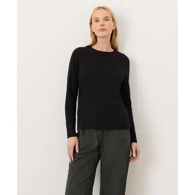 Pact Luxe Essential Crewneck Long Sleeve Tee Made With Organic Cotton In Black