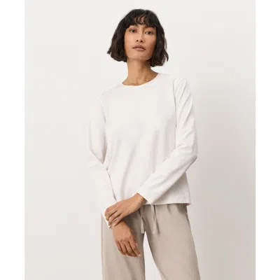 Pact Luxe Essential Crewneck Long Sleeve Tee Made With Organic Cotton In White