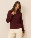 Pact Luxe Knit Henley Sweater In Burgundy