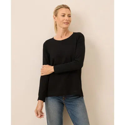 Pact Luxe Stretch Jersey Swing Long Sleeve Tee In Black