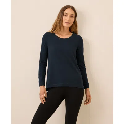 Pact Luxe Stretch Jersey Swing Long Sleeve Tee In Blue