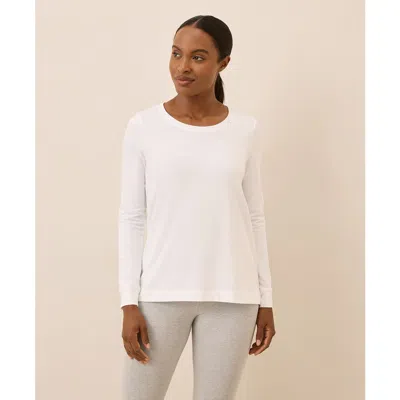 Pact Luxe Stretch Jersey Swing Long Sleeve Tee In White