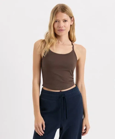 Pact On The Go-to Shelf Bra Tank Made With Organic Cotton In Brown