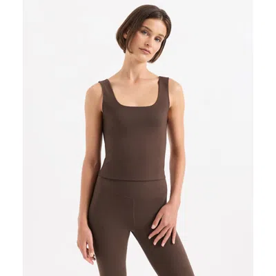 Pact On The Go-to Square Neck Tank Made With Organic Cotton In Brown