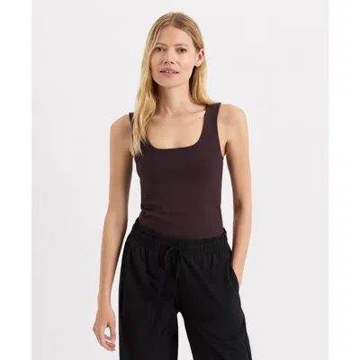 Pact On The Go-to Square Neck Tank Made With Organic Cotton In Burgundy