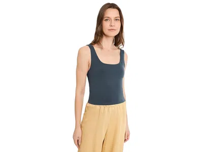 Pact On The Go-to Square Neck Tank Top In Blue