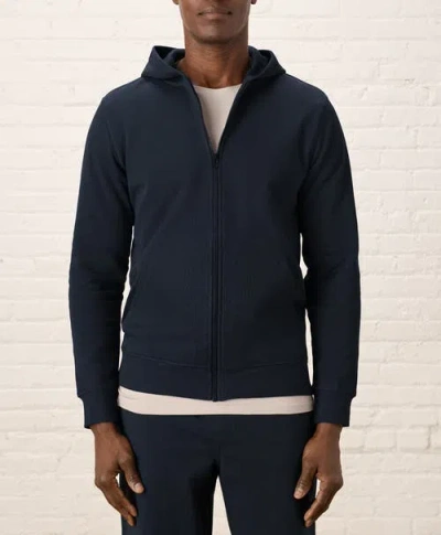 Pact Organic Brushed Fleece Zip Hoodie In Blue