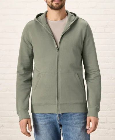Pact Organic Brushed Fleece Zip Hoodie In Green