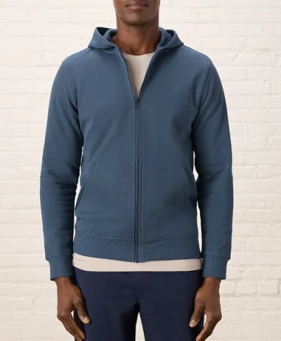 Pact Organic Brushed Fleece Zip Hoodie In Slate Blue