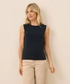 Pact Organic Classic Fine Knit Shell In Blue