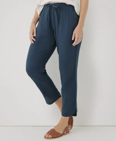 Pact Organic Coastal Double Gauze Tapered Pull-on Pant In French Navy
