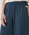 Pact Organic Coastal Double Gauze Wide Leg Pant In French Navy