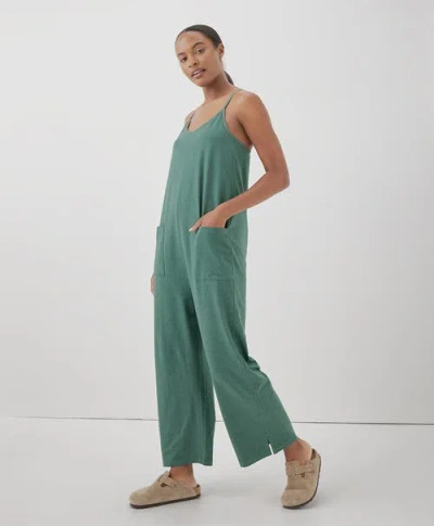 Pact Organic Cool Stretch Lounge Jumpsuit In Dark Forest Heather
