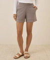 Pact Organic Cotton Airplane Pull On Short In Deep Taupe Heather