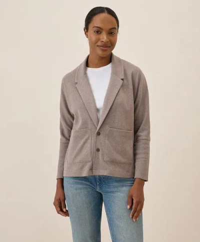 Pact Organic Cotton Airplane Relaxed Blazer In Deep Taupe Heather