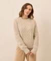 Pact Organic Cotton Cable Knit Crew Sweater In Neutral