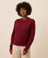 Pact Organic Cotton Cable Knit Crew Sweater In Red