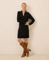 Pact Organic Cotton Classic Fine Knit Collared Sweater Dress In Black