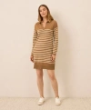 Pact Organic Cotton Classic Fine Knit Collared Sweater Dress In Brown
