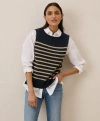 Pact Organic Cotton Classic Fine Knit Shell In Encinitas Stripe Midnight Blue