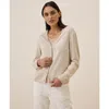 Pact Organic Cotton Classic Fine Knit V-neck Cardigan In Sandshell Heather