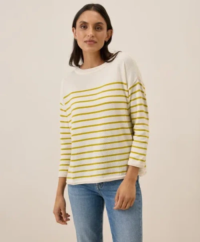 Pact Organic Cotton Classic Fine Knit Wide Neck Sweater In Malibu Stripe