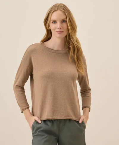 Pact Organic Cotton Classic Fine Knit Wide Neck Sweater In Sesame Heather