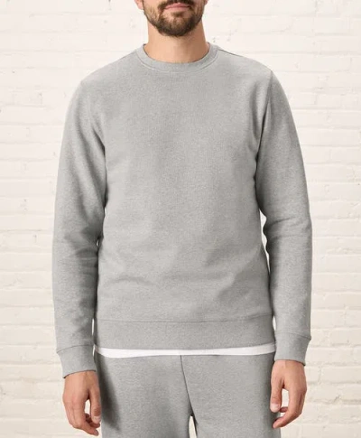Pact Organic Cotton Cloud Brushed Fleece Crew Sweatshirt In Heather Grey