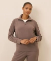 Pact Organic Cotton Cloudknit Quarter Zip In Brown