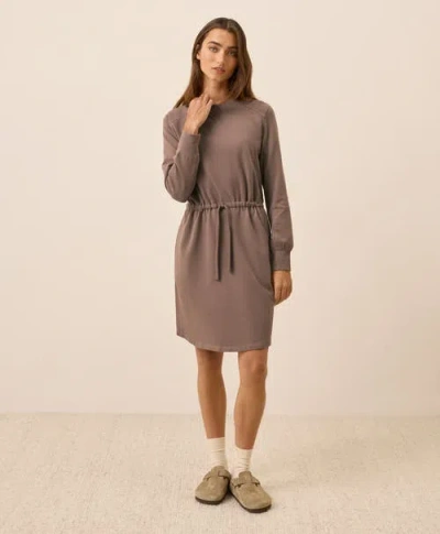 Pact Organic Cotton Cloudknit Sweatshirt Dress In Brown