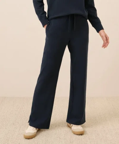 Pact Organic Cotton Cloudknit Wide Leg Pant In Blue