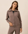 Pact Organic Cotton Cloudknit Zip Jacket In Brown
