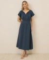 Pact Organic Cotton Coastal Double Gauze Boho Midi Dress In Blue