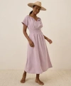 Pact Organic Cotton Coastal Double Gauze Boho Midi Dress In Pink