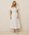 Pact Organic Cotton Coastal Double Gauze Boho Midi Dress In White