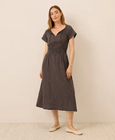 Pact Organic Cotton Coastal Double Gauze Boho Midi Dress In Gray