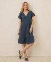 Pact Organic Cotton Coastal Double Gauze Breezy Dress In Blue