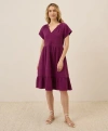Pact Organic Cotton Coastal Double Gauze Breezy Dress In Red
