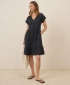 Pact Organic Cotton Coastal Double Gauze Breezy Dress In Black