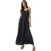Pact Organic Cotton Coastal Double Gauze Cami Maxi Dress In Black