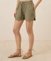 Pact Organic Cotton Coastal Double Gauze Curved Hem Short In Green