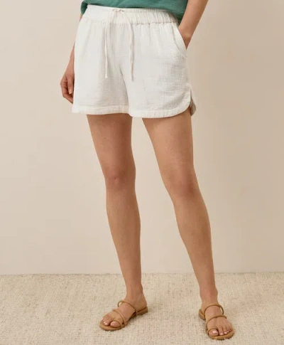 Pact Organic Cotton Coastal Double Gauze Curved Hem Short In White