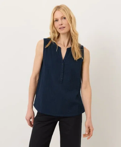 Pact Organic Cotton Coastal Double Gauze Henley Tank In Blue