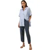 Pact Organic Cotton Coastal Double Gauze Oversized Shirt In Blue
