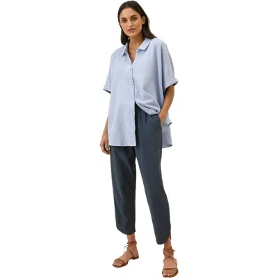 Pact Organic Cotton Coastal Double Gauze Oversized Shirt In Blue