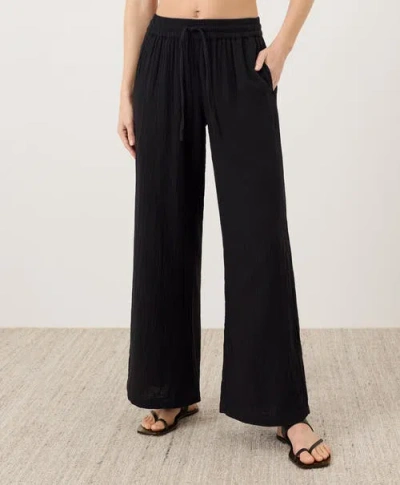 Pact Organic Cotton Coastal Double Gauze Pants In Black